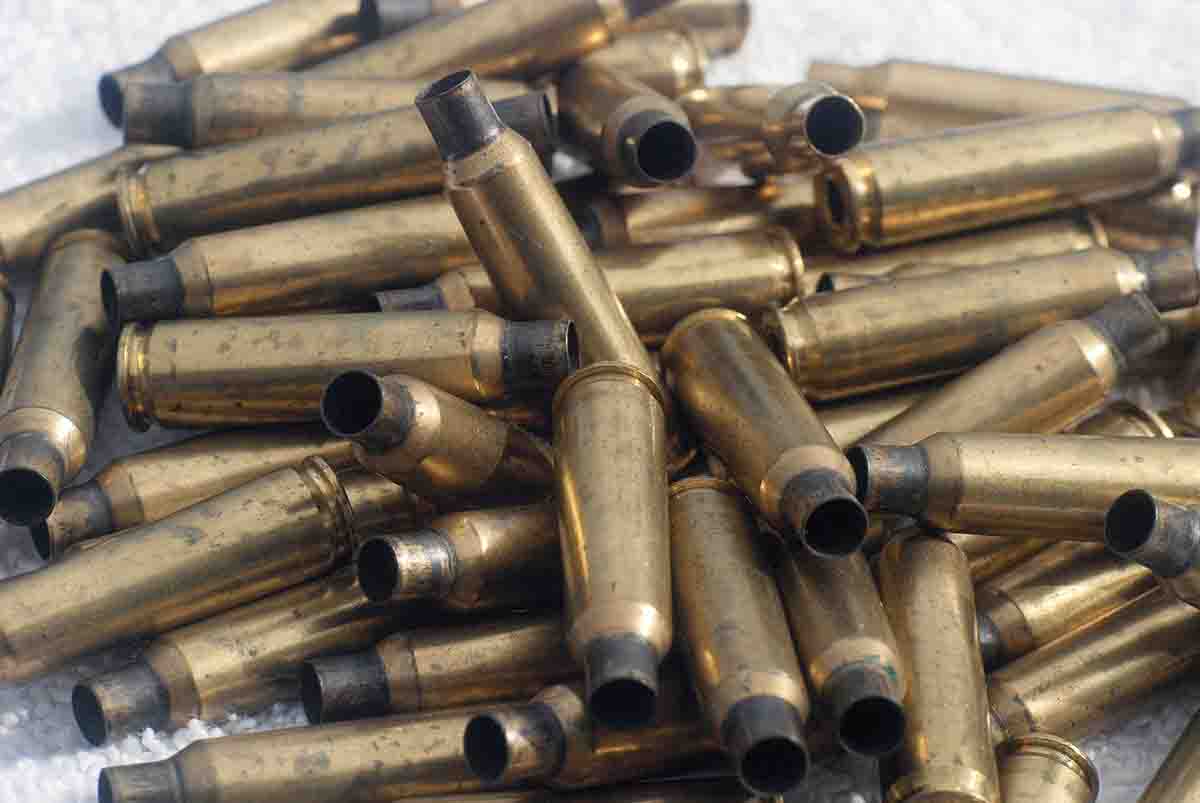 The .250 Savage brass included the dirtiest cases tested.